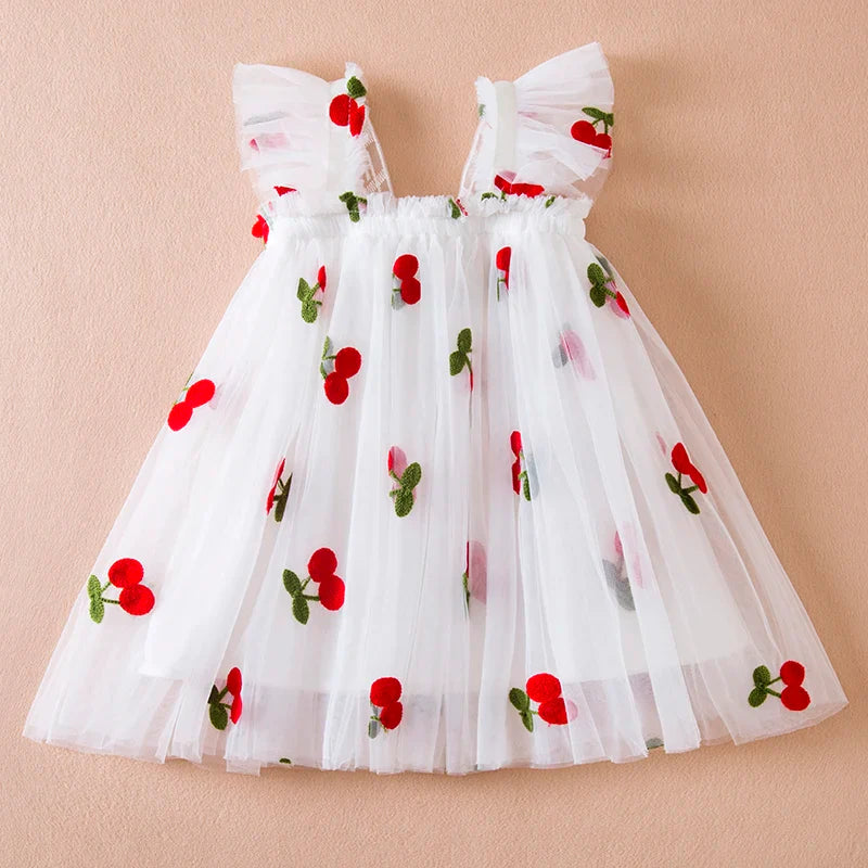 Butterfly Mesh Flying Sleeve Dress Girls Dresses Girls Summer Casual Wear Children's Clothes-Dollar Bargains Online Shopping Australia