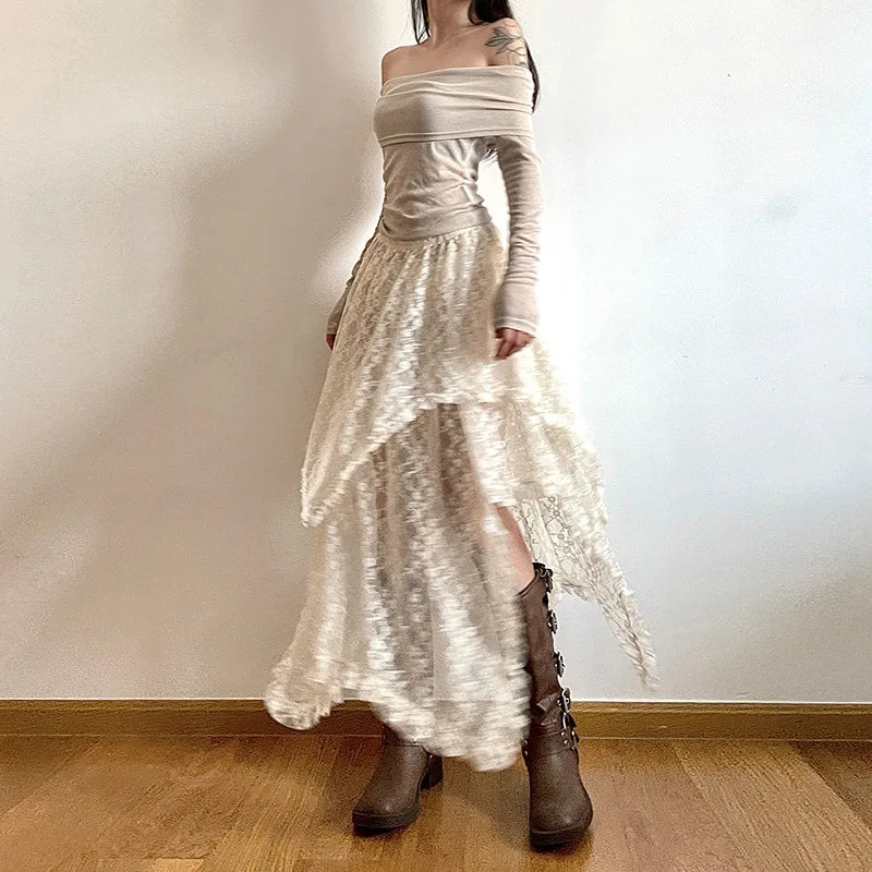 Bohemian Skirts Women Lace All-match Korean Style Hotsweet Streetwear Summer Casual Trendy Aesthetic College Asymmetrical Daily-Dollar Bargains Online Shopping Australia