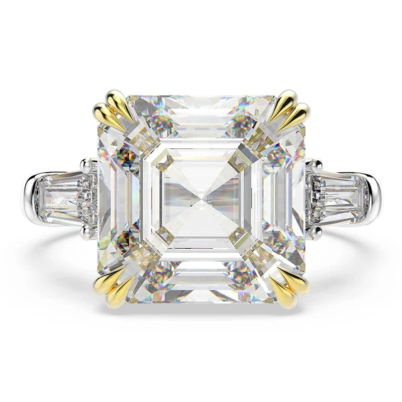 Sterling Silver Created Moissanite Citrine Diamonds Gemstone Wedding Engagement Ring Fine Jewelry