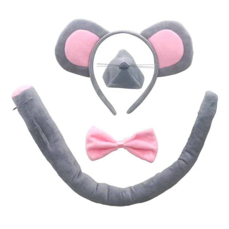 Mouse Costume for Kids-Mouse Ears Headband Tail Bowtie Tail Nose Gloves Tutu Skirt Animal Cosplay Accessories-Dollar Bargains Online Shopping Australia