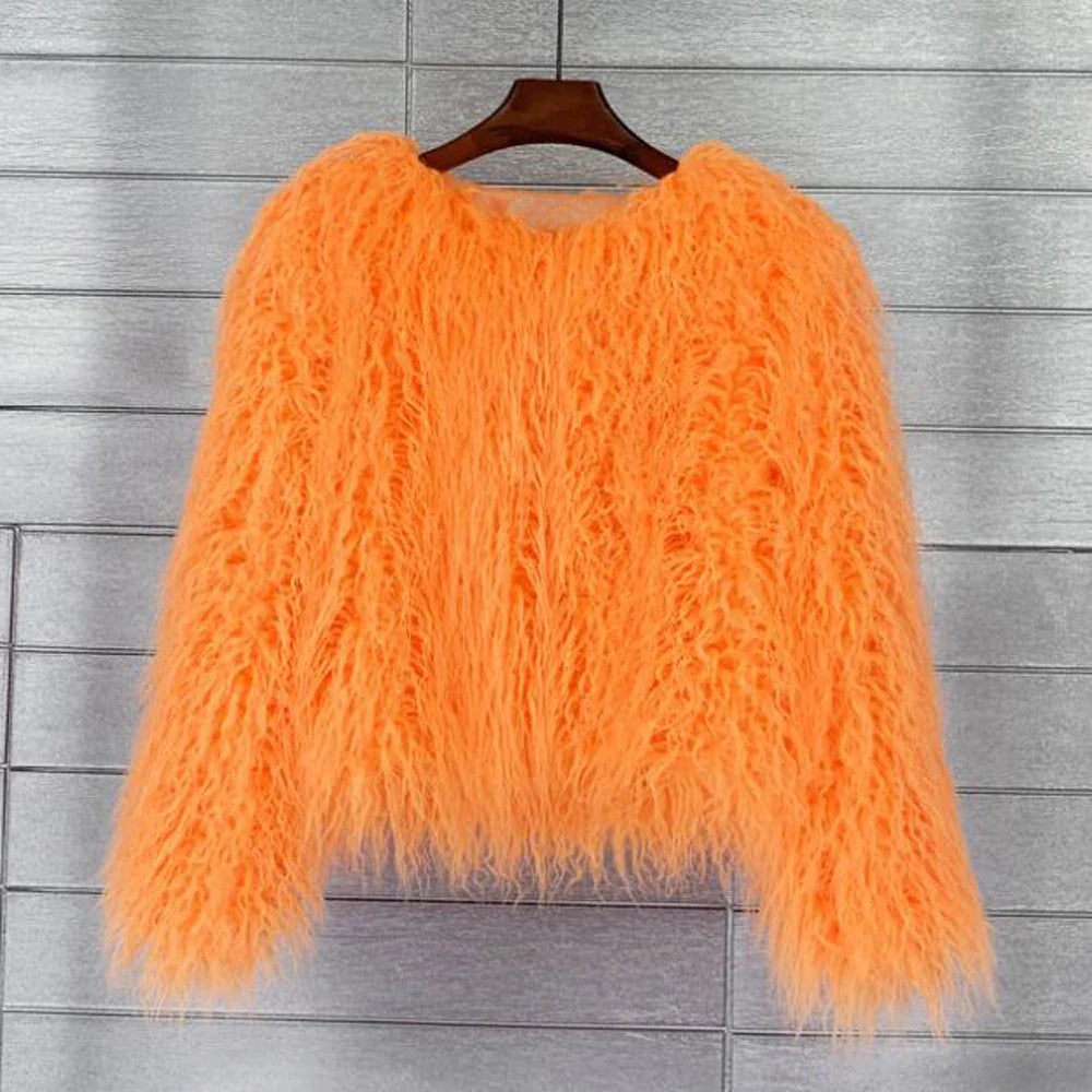 Fur Coats Women Autumn Winter Top Fashion Pink Faux Fur Coat Elegant Thick Warm Faux Fur Jackets-Dollar Bargains Online Shopping Australia