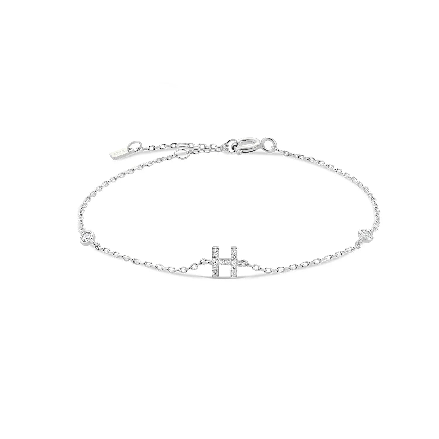 Silver Monogram Letter Initial Charm Chain Bracelet Luxury Wedding Crystal Fine Jewelry-Dollar Bargains Online Shopping Australia