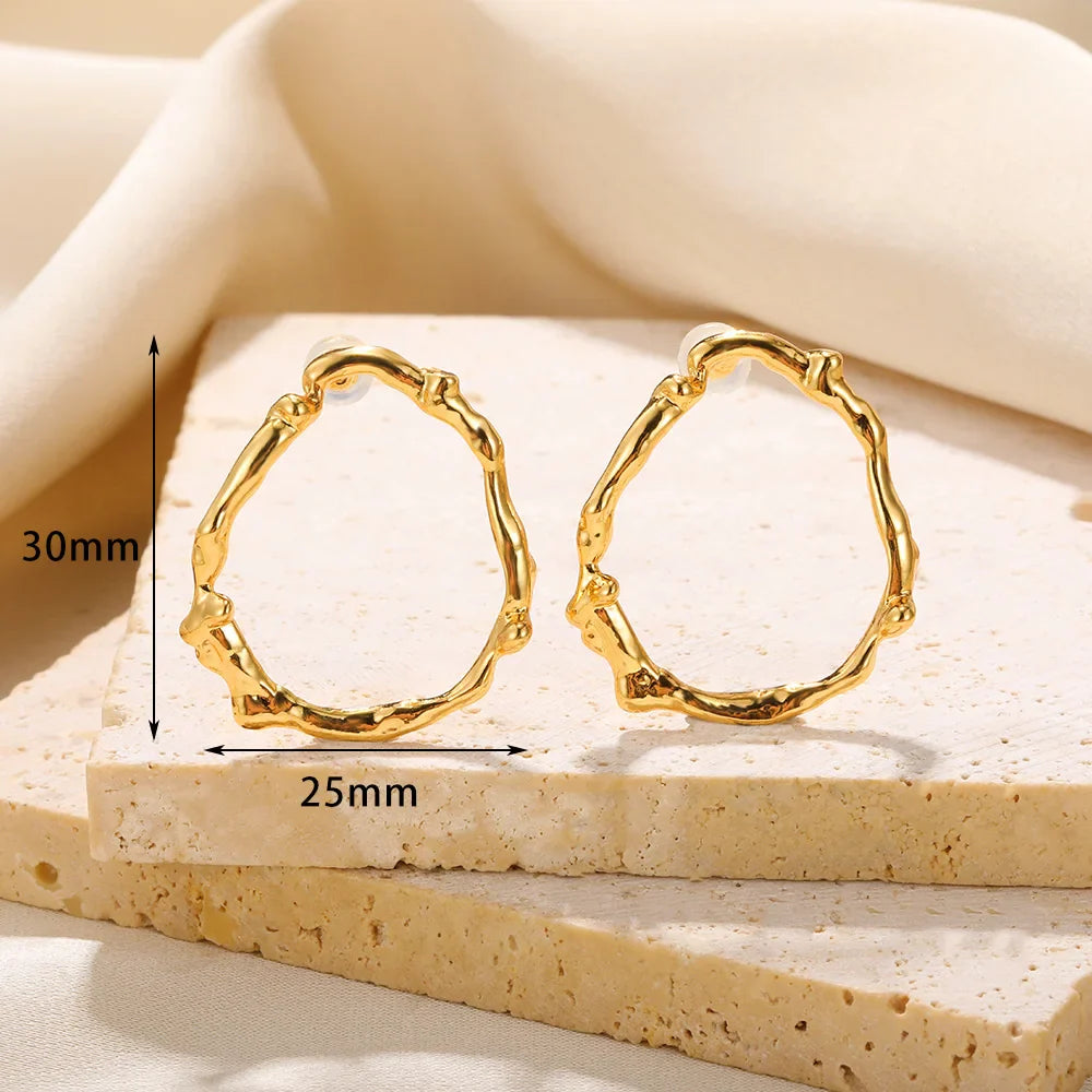 Vintage Stainless Steel Geometric Earrings For Women Personalized Fan-shaped Stud Earrings Party-Dollar Bargains Online Shopping Australia