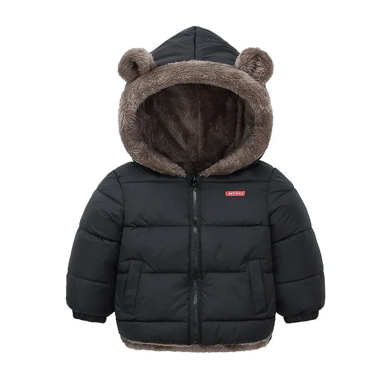 Baby Boys Girls Jacket Hooded Cotton Outerwear Children's Thick Fleece Coat Cashmere Padded Jackets Winter Boys Girls Warm Coats