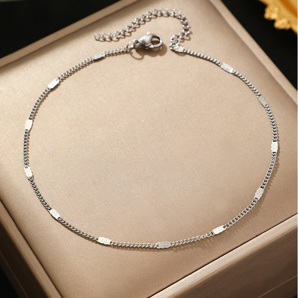 Stainless Steel Anklet Light Luxury Sequin Chain Fine Delicate Anklet For Women Jewelry-Dollar Bargains Online Shopping Australia