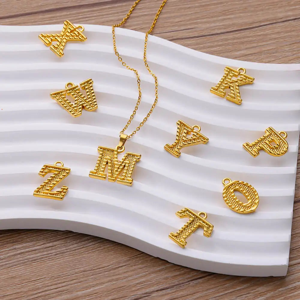 Stainless Steel Initial Necklaces For Women Men Gold Color Letter Necklace Pendant Jewelry Male Female Neck Chain Birthday Gift