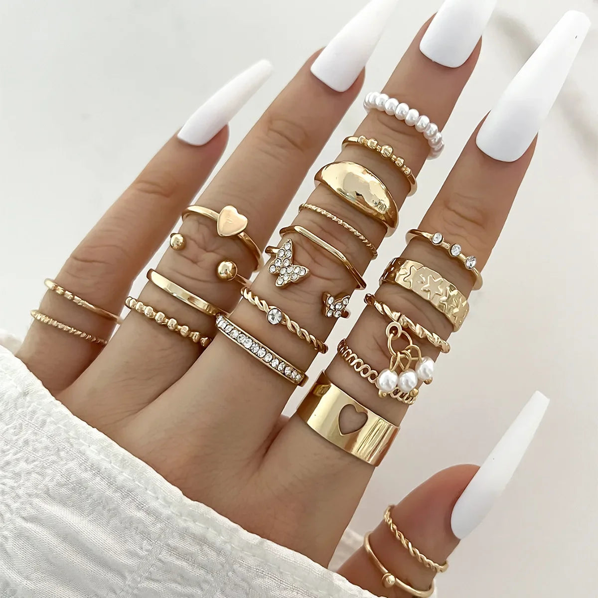 Silver Color Geometric Knuckle Rings Set For Women Eye Cross Sun And Moon Leaf Charm Finger Ring Female Boho Party Jewelry-Dollar Bargains Online Shopping Australia