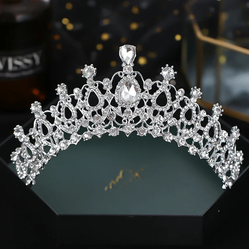 New Silver Color Crystal Diadems For Women Wedding Tiaras Crowns Rhinestone Hair Ornaments Headpiece Bridal Fashion Jewelry