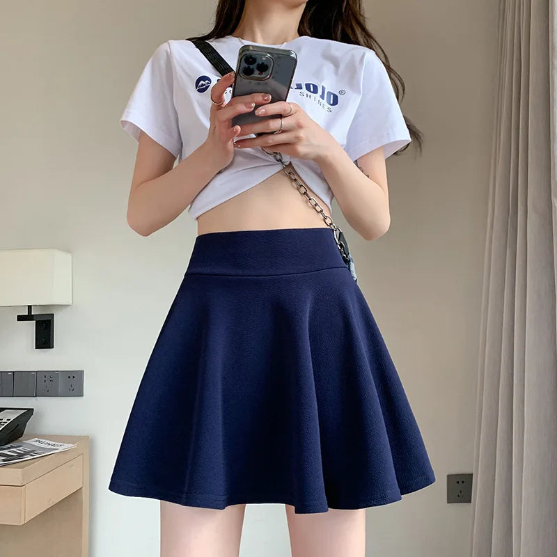 Summer Women's Skirts Fashion Sexy Mini Elastic Pleated Sun Skirts For School Girl Uniform Korean Black High Waist Tennis Skirts-Dollar Bargains Online Shopping Australia