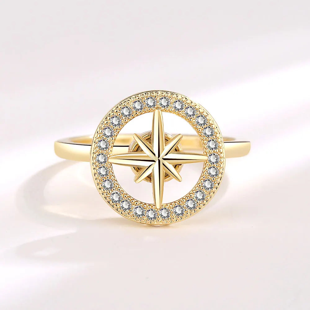 Fashion Butterfly Sunflower Rotating Anti Stress Rings For Women Crystal Anxiety Relief Spinning Ring Fidget Spinner