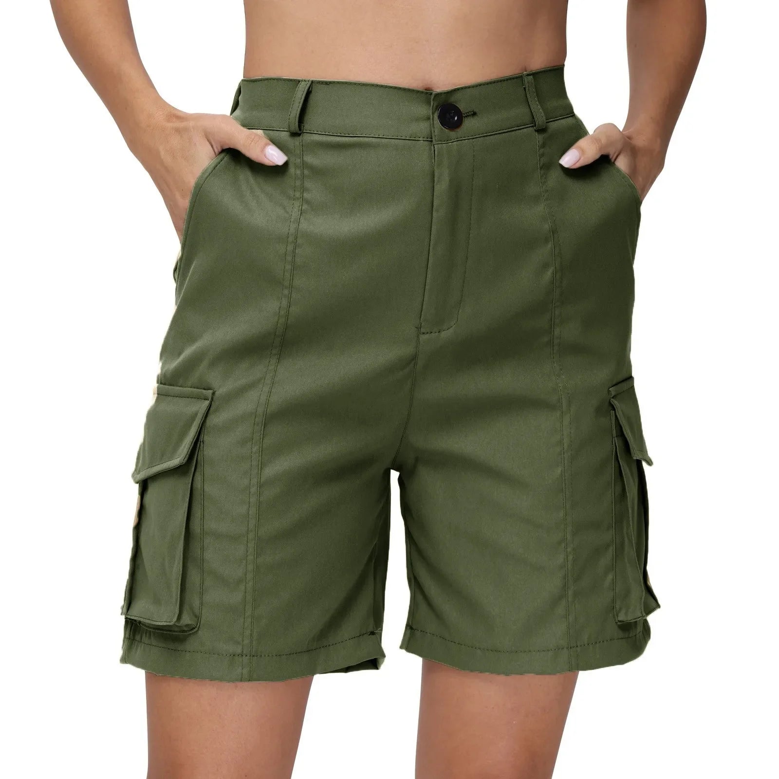 Women Summer Cargo Shorts Solid Casual Pockets Beach Short Pants Short Pants All Match Streetwear Bottoms-Dollar Bargains Online Shopping Australia