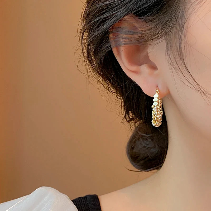 Geometric Irregular Micro Set Zircon Metal Earrings Luxury Ear Accessories Fashion Jewelry-Dollar Bargains Online Shopping Australia