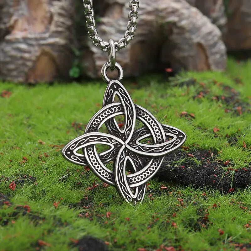 Witch Knot Necklace Stainless Steel Magic Knot Pagan Witchcraft Symbols Pendant Celtic Knot Necklace Jewelry Gifts for Women-Dollar Bargains Online Shopping Australia