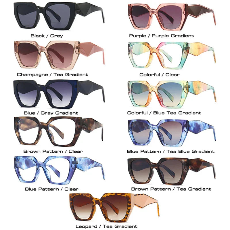 Retro Polygon Cat Eye Colorful Sunglasses Women Clear Gradient Shades UV400 Men Sun Glasses-Dollar Bargains Online Shopping Australia