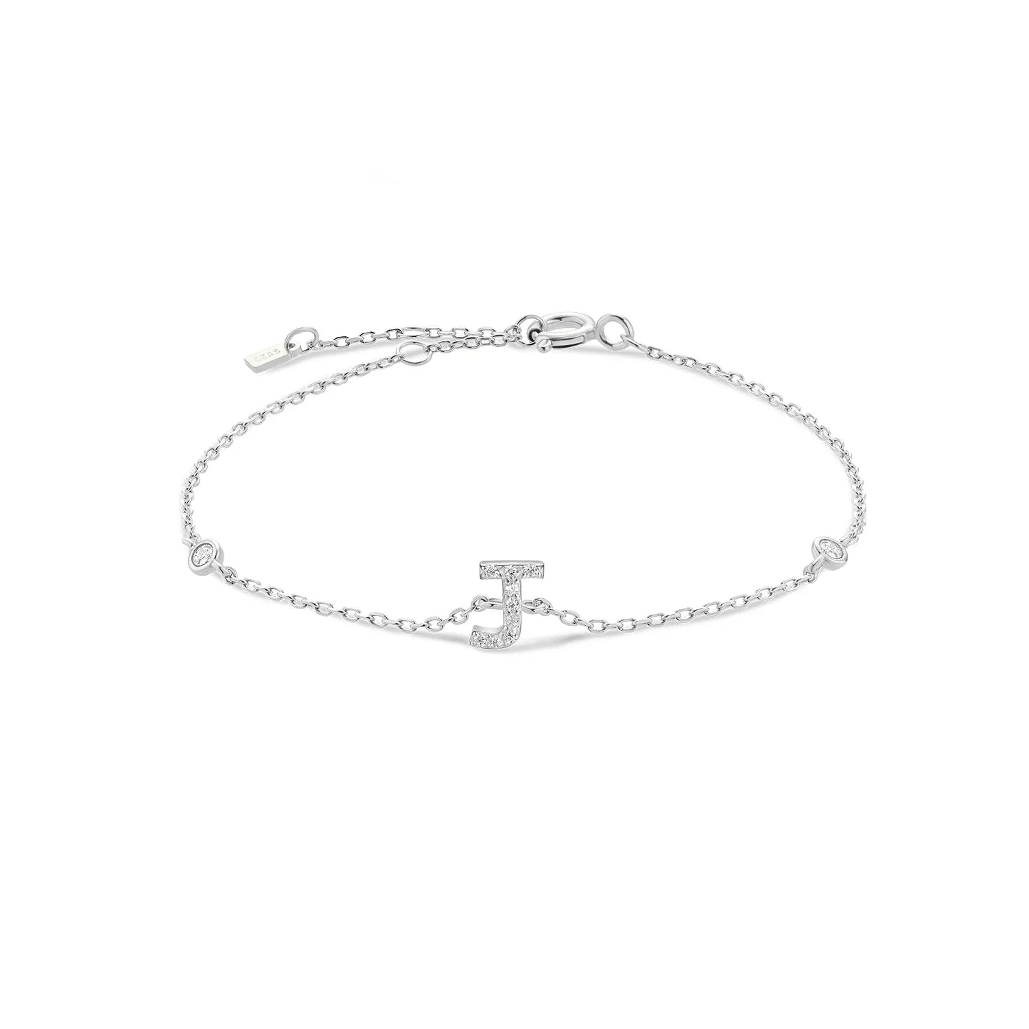 Silver Monogram Letter Initial Charm Chain Bracelet Luxury Wedding Crystal Fine Jewelry-Dollar Bargains Online Shopping Australia