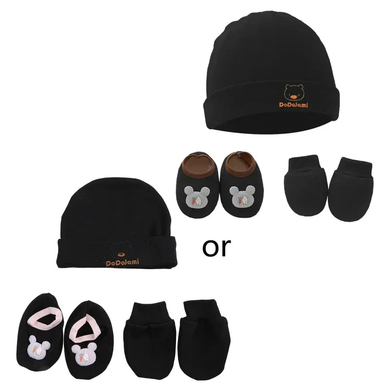 Baby Anti Scratching Gloves Hat Foot Cover Set Soft Cotton Newborn No Scratch Mittens Socks Beanies Cap Nightcap-Dollar Bargains Online Shopping Australia
