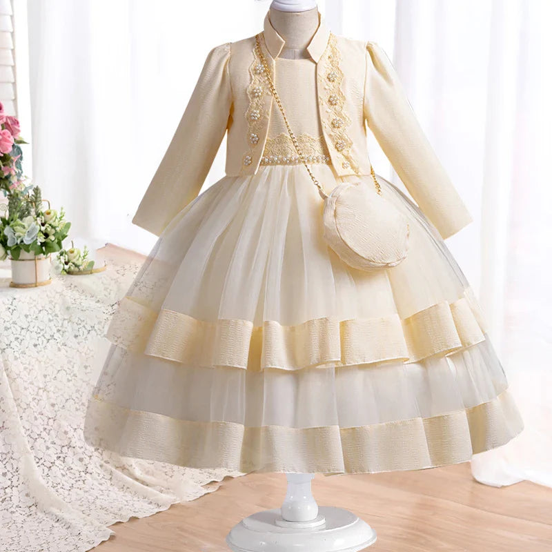 Dress Long sleeved Birthday Party Elegant Evening Dress Performance Fluffy Girl Princess Dress-Dollar Bargains Online Shopping Australia