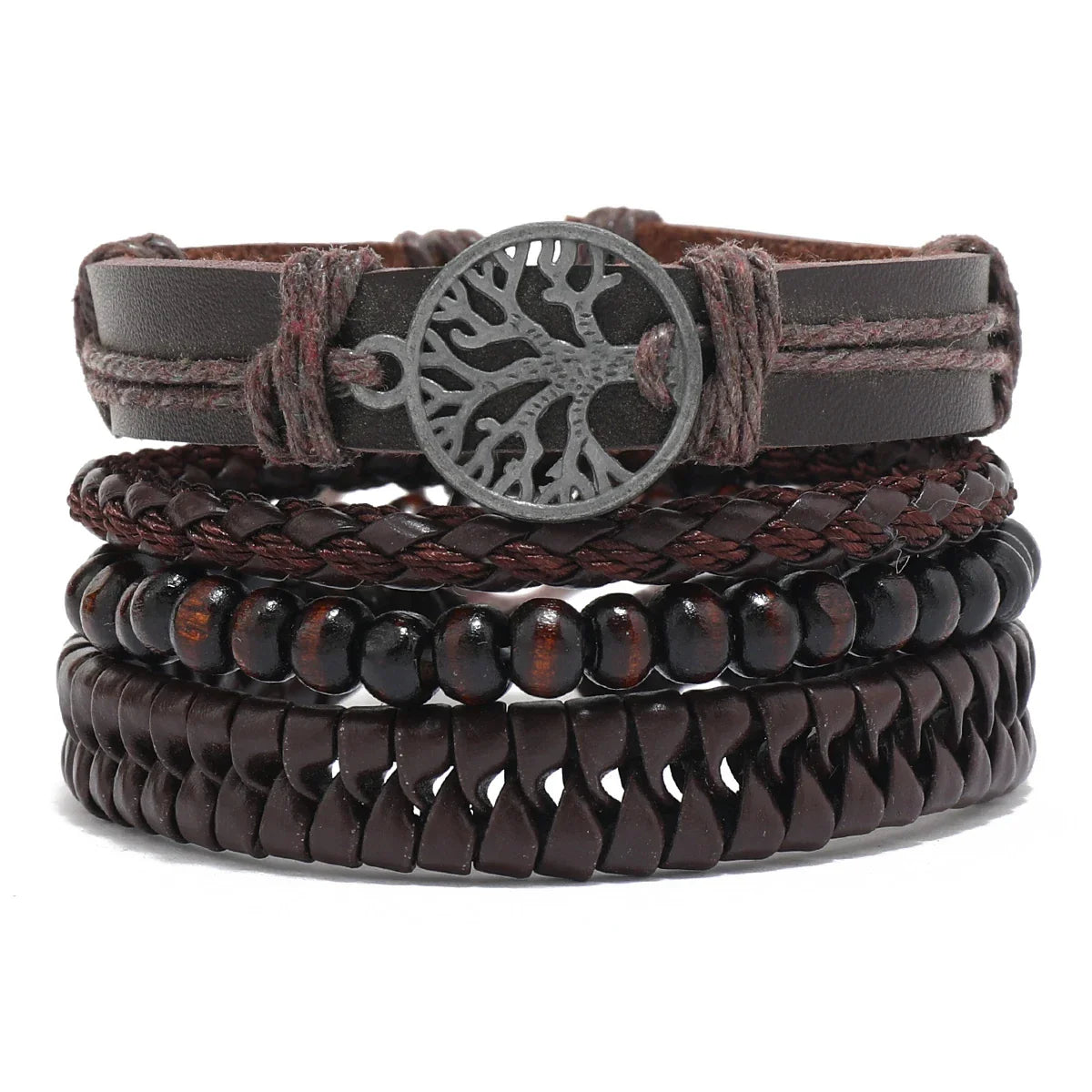 Trendy Compass Man Leather Bracelets set Black Hand Woven Bracelet for Men 4pcs/set DIY Male Jewelry Gift New Pulsera Hombre-Dollar Bargains Online Shopping Australia