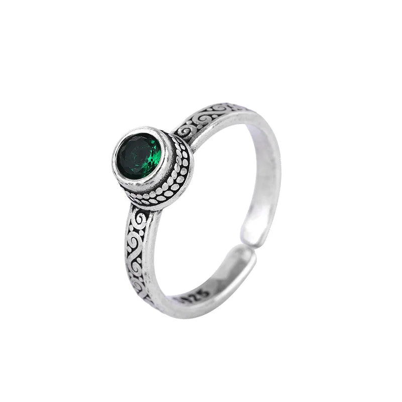 Sterling Silver Green Zircon Woman Rings Luxury Jewelry Accessories-Dollar Bargains Online Shopping Australia