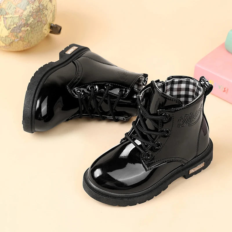 Children Shoes PU Leather Waterproof Plush Boots Kids Snow Boots Brand Girls Boys Casual Boots Fashion Sneakers