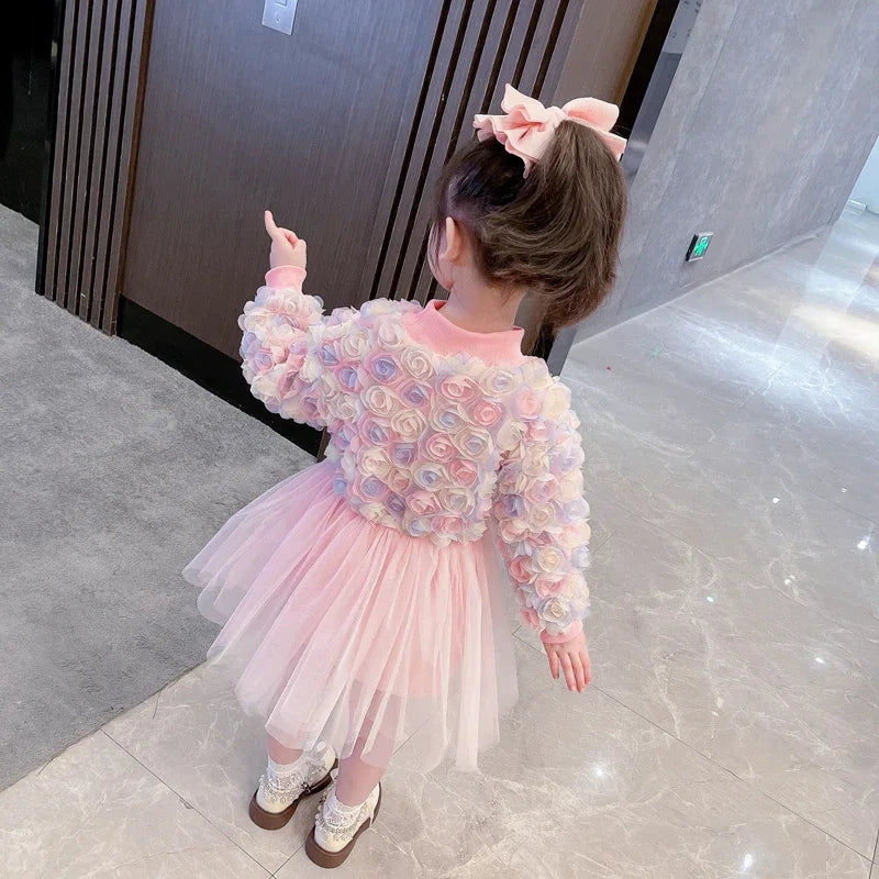 Baby Girls Dresses Birthday Party Floral Lace Princess Dress Children Casual Clothes Kids Clothing