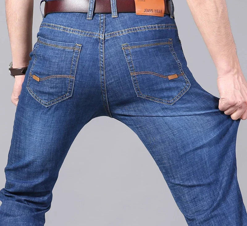 Men's Jeans Summer Thin Pants Straight Blue Jean Baggy Casual Work Denim Pant High Elasticity Wide Leg Business Male-Dollar Bargains Online Shopping Australia