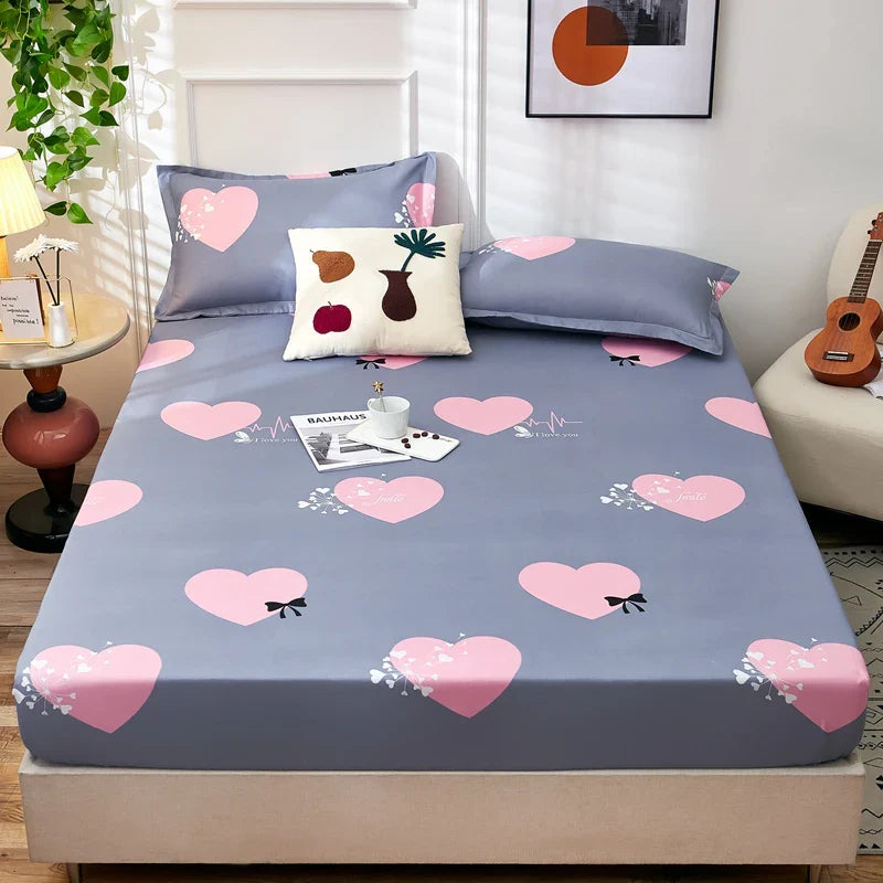 Cartoon Bear Bedding Fitted Sheet Only(no pillowcase) Elastic Band Around Mattress Cover King Size Bed Cover