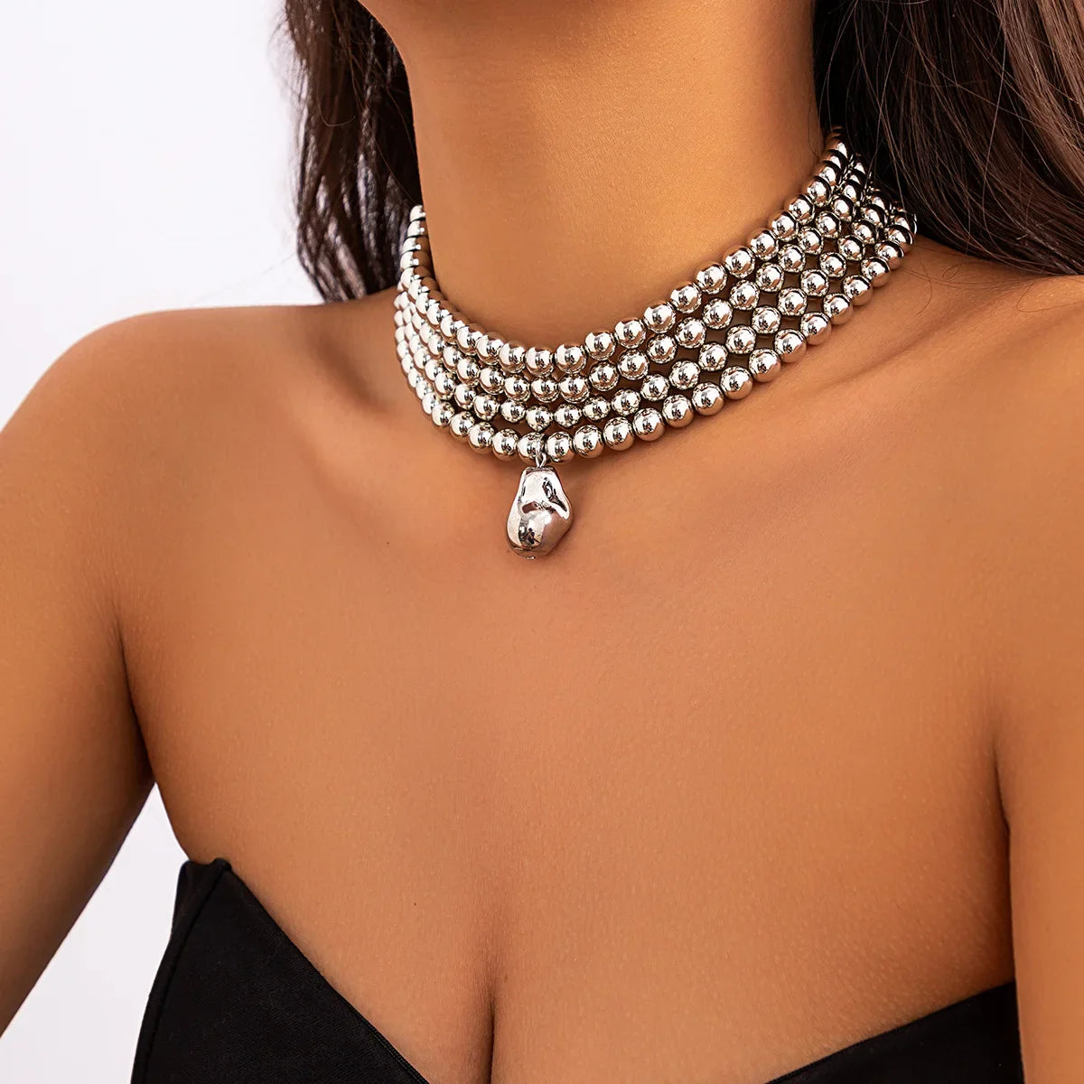 Vintage Multilayer CCB Ball Chain Necklace for Women Fashion Statement Punk Short Choker Necklaces Grunge Jewelry Steampunk-Dollar Bargains Online Shopping Australia
