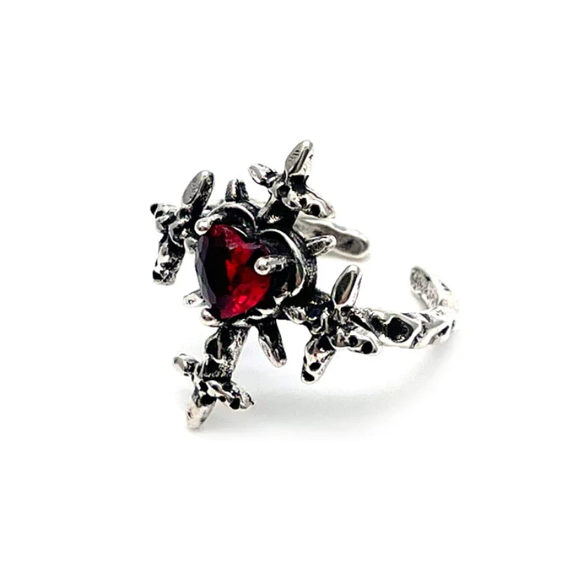 Women Ring Hip Hop Rings Personalized Dark Cross Opening Adjustable Ring Women Gothic Love Red Zirconia Party Jewellery-Dollar Bargains Online Shopping Australia