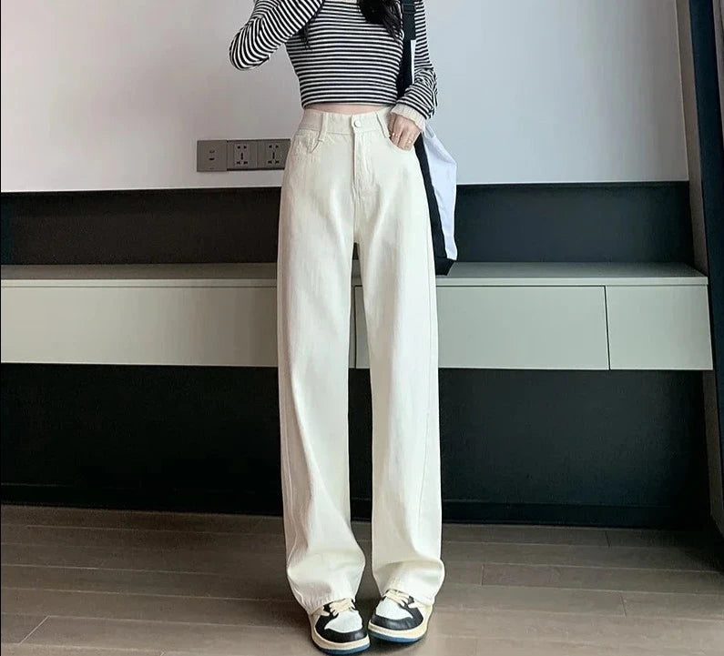 High Waisted Jeans Y2K Fashion Women Clothing Blue Black Straight Leg Denim Pants Trousers Mom Jean Baggy Trousers Tall