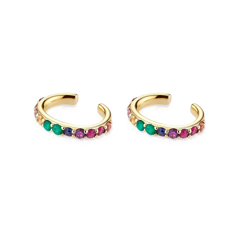 Gold Filled Stud Earrings Set For Women Ear Cuffs Colorful Zircon Dangle Hoop Earrings Fashion Party Jewelry-Dollar Bargains Online Shopping Australia