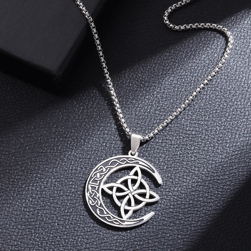Witch Knot Necklace Stainless Steel Magic Knot Pagan Witchcraft Symbols Pendant Celtic Knot Necklace Jewelry Gifts for Women-Dollar Bargains Online Shopping Australia