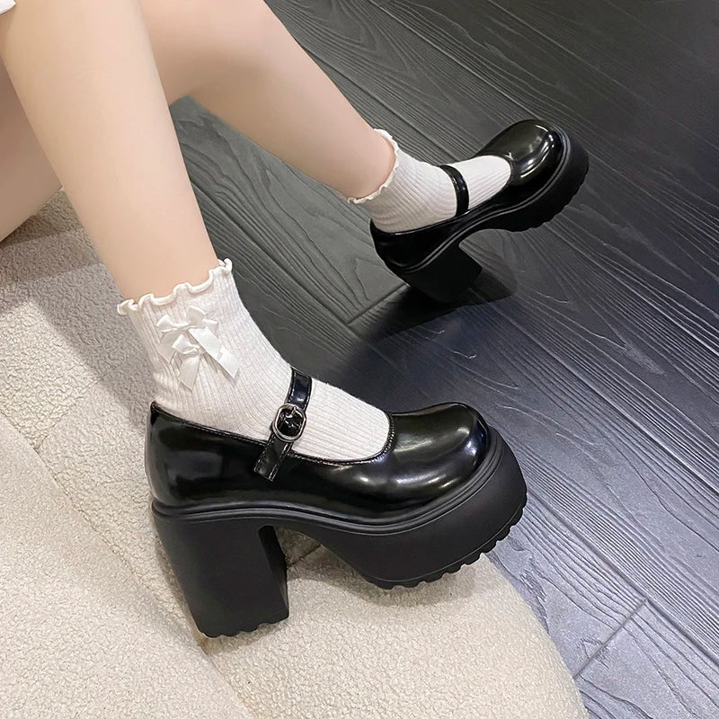 Fashion White Platform Pumps for Women Super High Heels Buckle Strap Mary Jane Shoes Woman Goth Thick Heeled Party Shoes Ladies-Dollar Bargains Online Shopping Australia