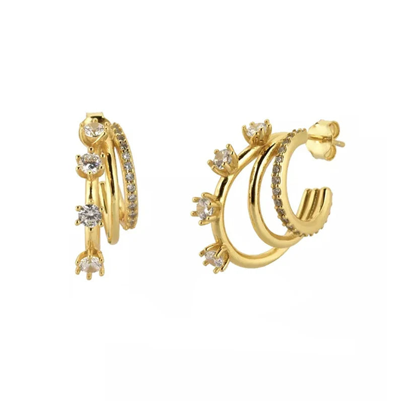 Gold Filled Stud Earrings Set For Women Ear Cuffs Colorful Zircon Dangle Hoop Earrings Fashion Party Jewelry-Dollar Bargains Online Shopping Australia