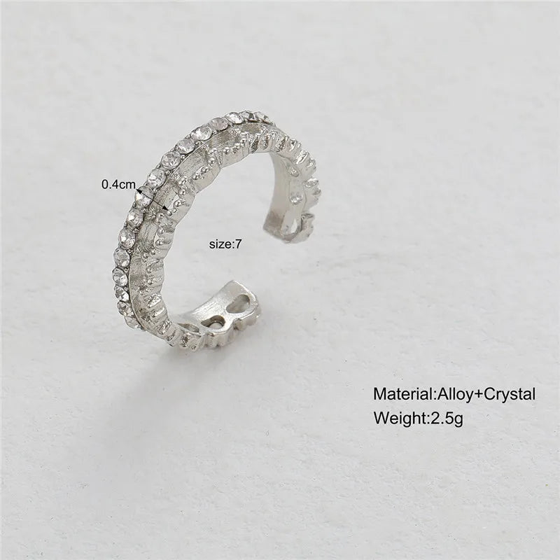 Pink Crystal Irregular Heart Rings Vintage Zircon Opal Love Open Ring Y2K Shiny Zircon Rings for Women Party Jewelry Gift