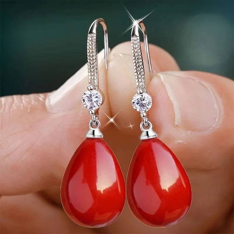 Women's Water Drop Imitation Pearl Earrings Round Oval Wedding Jewelry Birthday Gifts