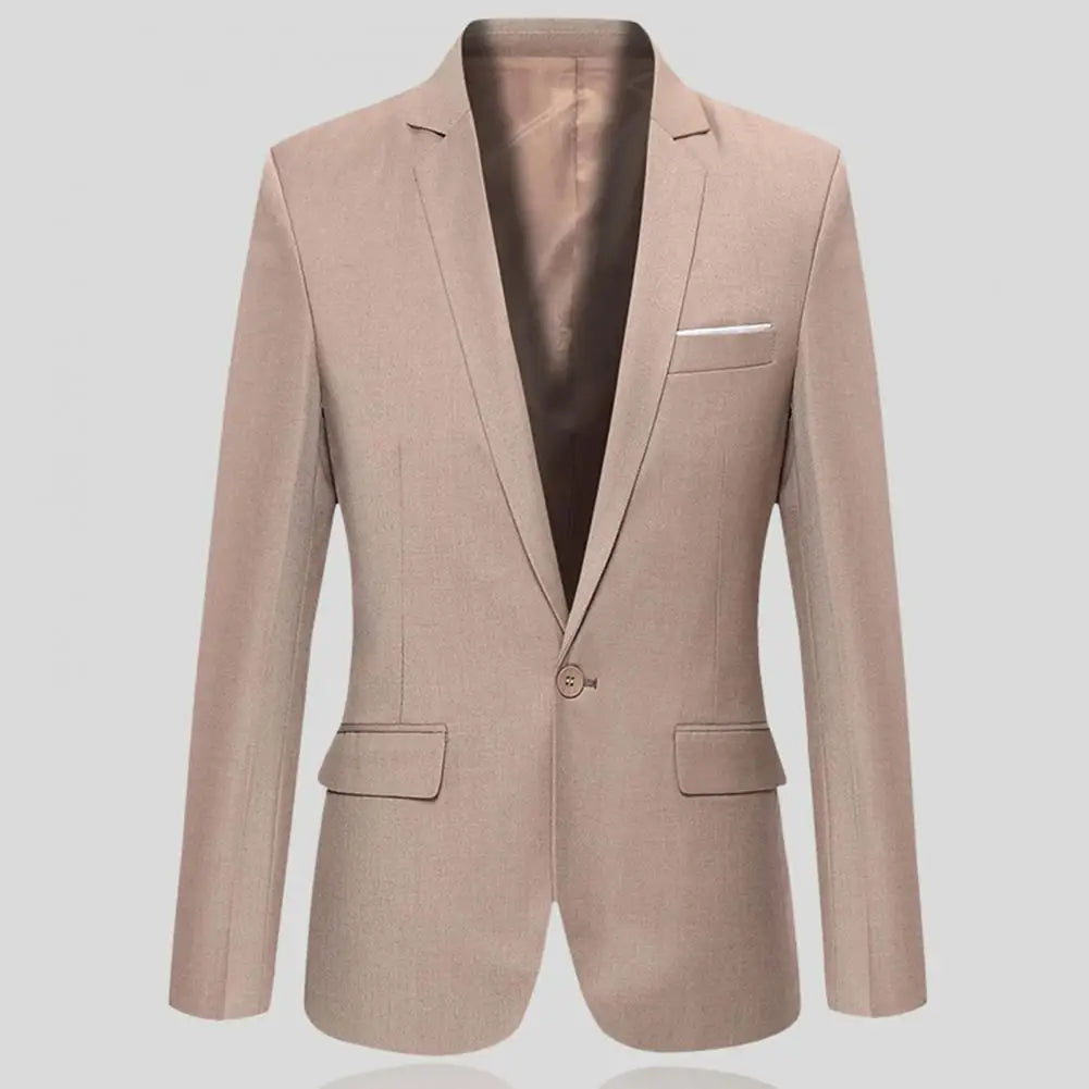 Men Blazer Lapel Suit Jacket Men Formal Evening Dress Jacket Male Blazer Coats Men Blazer Solid Single Button Lapel Suit Jacket
