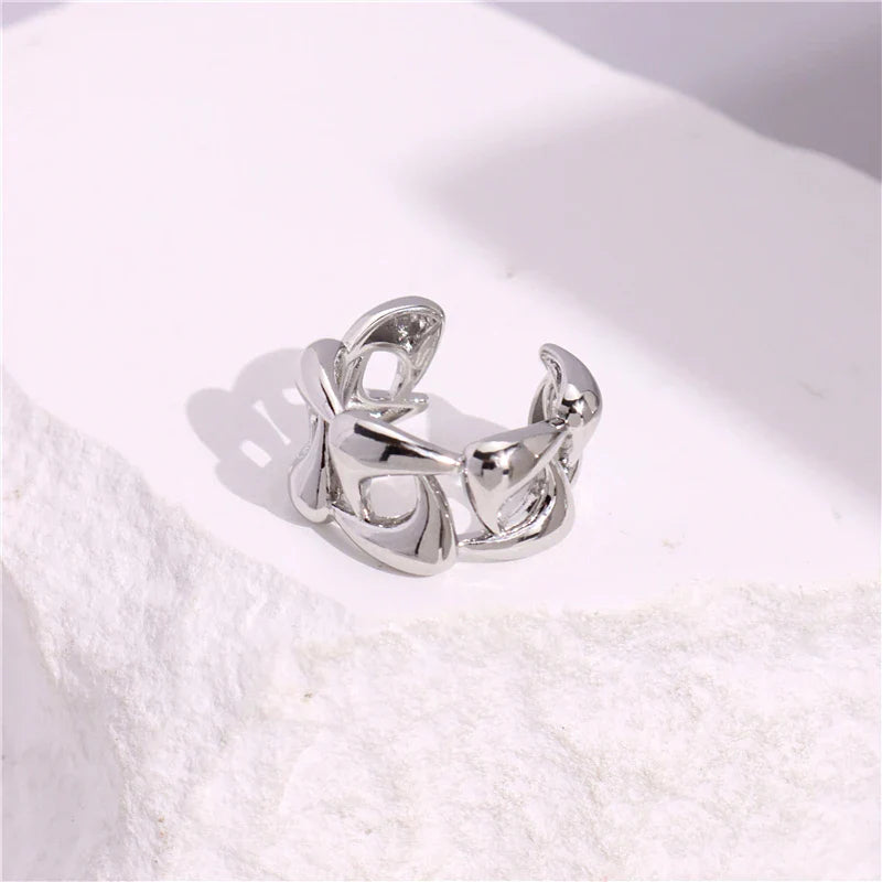 Glossy Wide Version Gold Color Plated Exaggerated Metal Rings Open Adjustable Ring for Women Men Jewelry-Dollar Bargains Online Shopping Australia