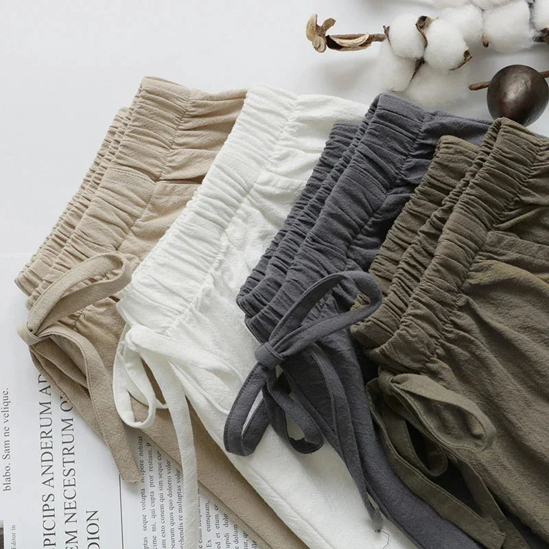 Women Cotton Linen Shorts High Waist Shorts Short Pants Women Fashion Casual Sports Shorts Female