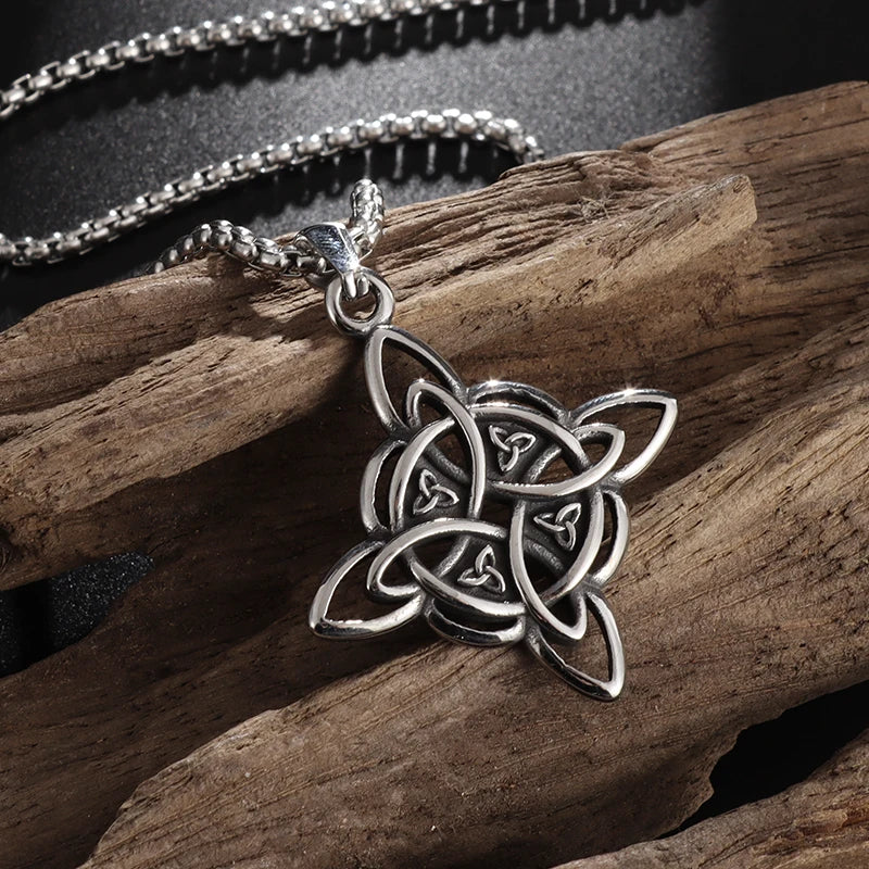 Witch Knot Necklace Stainless Steel Magic Knot Pagan Witchcraft Symbols Pendant Celtic Knot Necklace Jewelry Gifts for Women-Dollar Bargains Online Shopping Australia