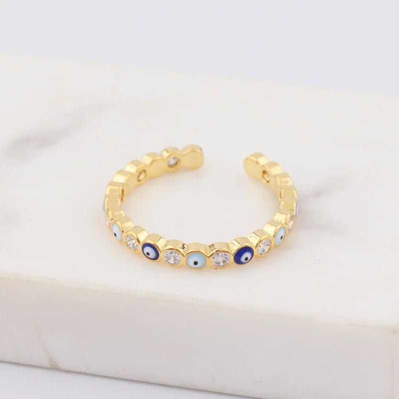 Bohemia Lucky Turkish Blue Evil Eye Rings Dripping Oil Open Adjustable Finger Rings for Women Jewelry Gift-Dollar Bargains Online Shopping Australia