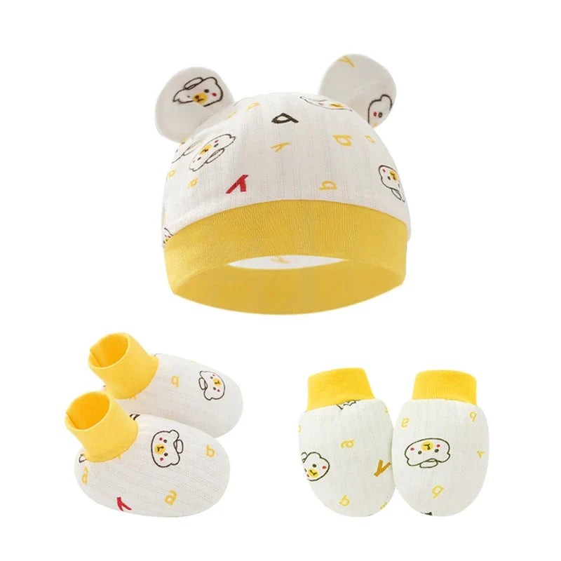 Baby Anti Scratching Cotton Gloves Hat Foot Cover Set Socks Cap Kit Accessory for Newborn Baby Girls Boys Baby Shower Bathing-Dollar Bargains Online Shopping Australia