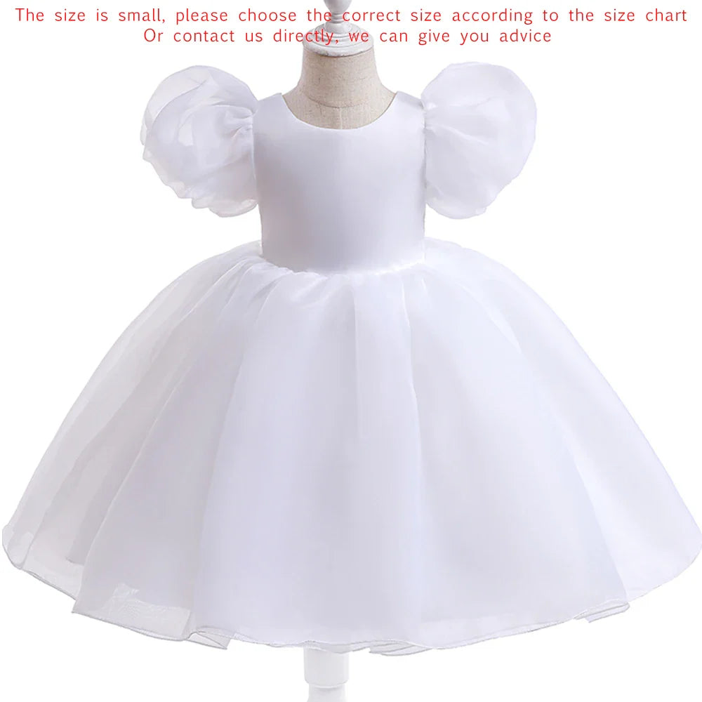 Girl Princess Dress Tulle Puff Sleeve Wedding Party Kids Dresses for Girls Birthday Child Clothes Bridemaids Gown-Dollar Bargains Online Shopping Australia