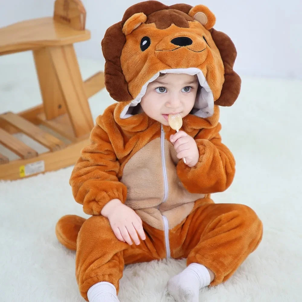 Baby Rompers Winter Kigurumi Lion Costume For Girls Boys Toddler Animal Jumpsuit Infant Clothes Pyjamas Kids Overalls-Dollar Bargains Online Shopping Australia