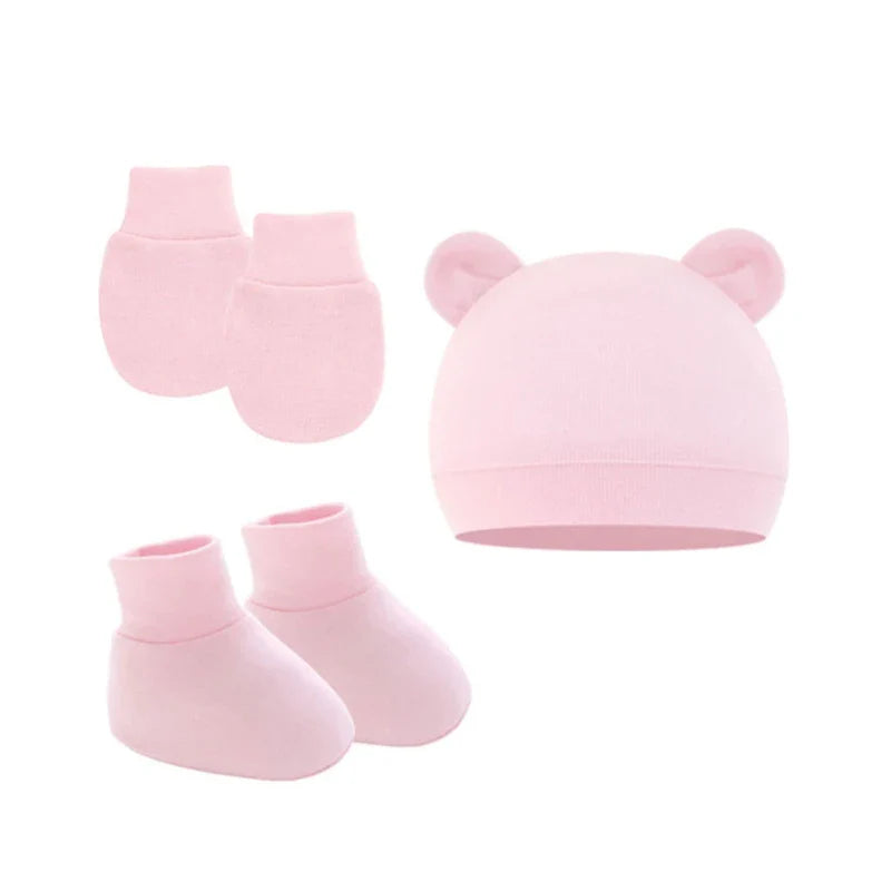 Newborn Hat Gloves Socks Set for Baby Boy Girl Cotton Fall Casual Photography Props Soft Headwear Infant Nightcap-Dollar Bargains Online Shopping Australia