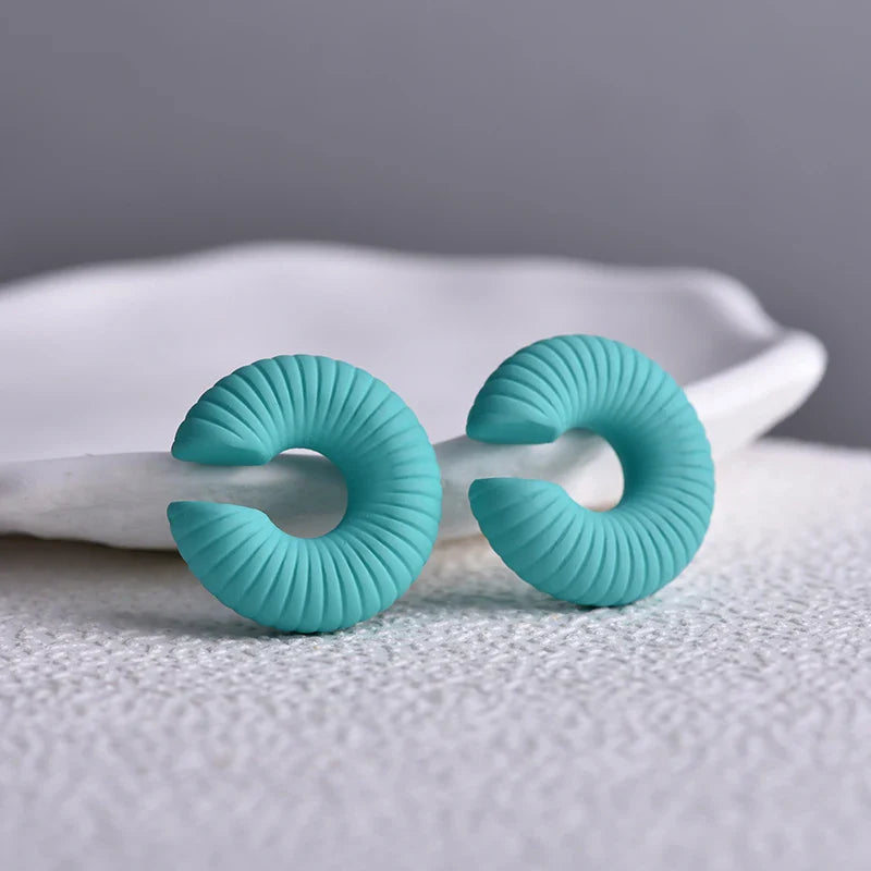 Round Circle Clip Earrings For Women C Shape Acrylic Red Blue Black Pink No Pierced Cartilage Lightweight Ear Cuff-Dollar Bargains Online Shopping Australia