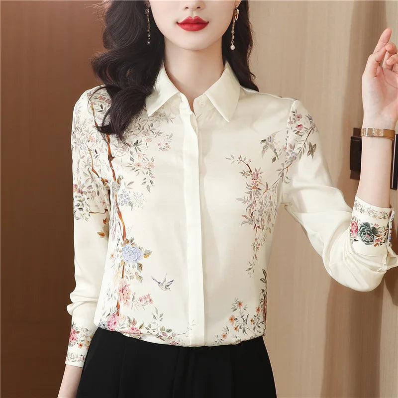 Fashion luxury ladies shirt France style woman printing blouse Long sleeve Tops-Dollar Bargains Online Shopping Australia