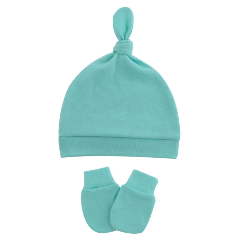 Newborn Baby Hat With Gloves Cotton Bonnet Baby Beanie For Girls Spring Soft Infant Cap Boy Toddler Accessories Gift-Dollar Bargains Online Shopping Australia