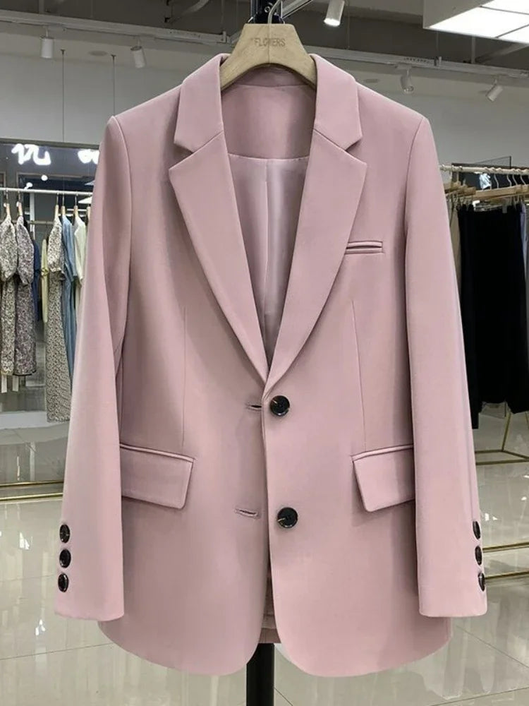 Women Jackets Pink Small Suit Women's Coat Casual Small Loose Small Suit Women's Design Sense Blazer Women-Dollar Bargains Online Shopping Australia