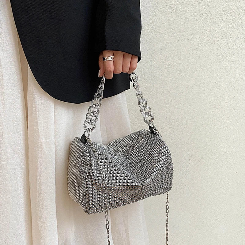 Full Rhinestone Shoulder Bags Bling Diamond Crossbody Bag Women Wedding Party Handbags Fashion Shoulder Purses New Chains Bags-Dollar Bargains Online Shopping Australia